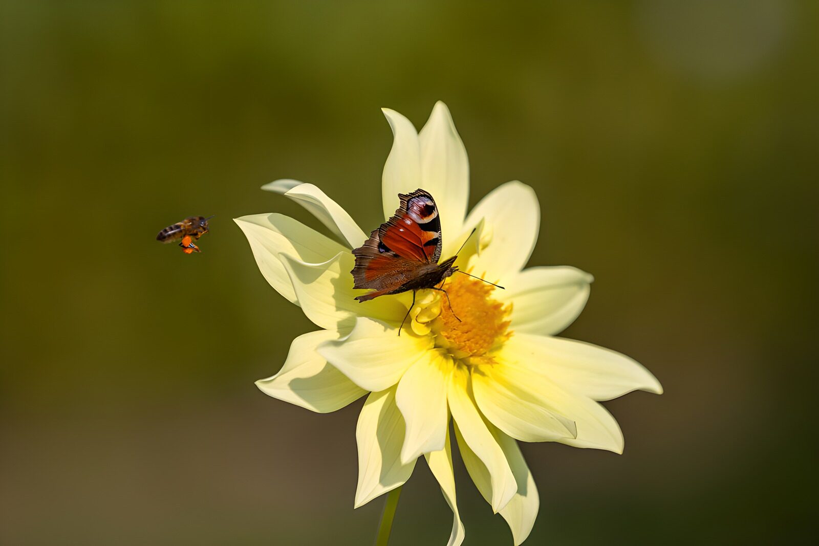 TPFR17738: Papillon et abeille sur une fleur