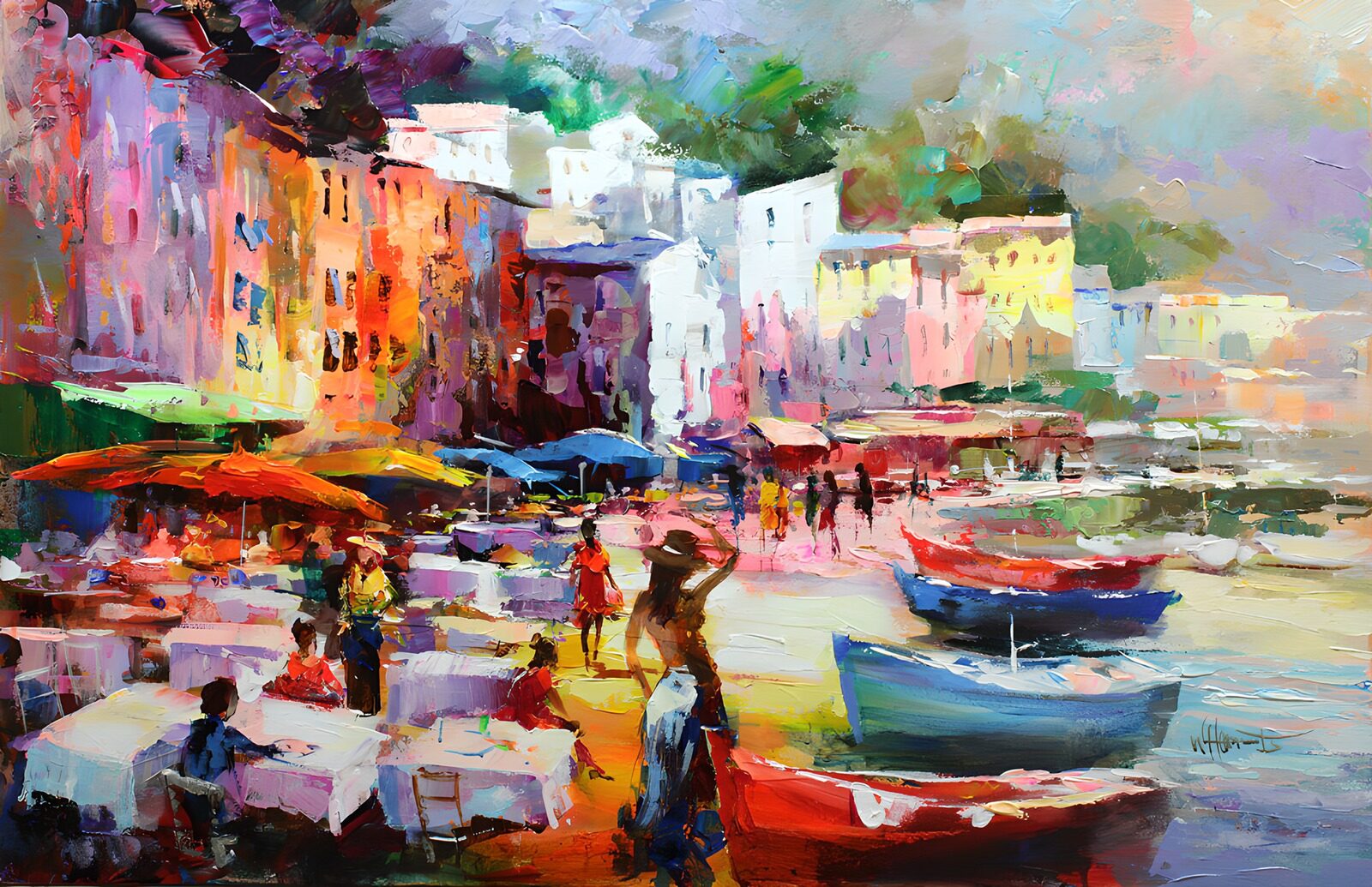 TPFR95394: Marché vibrant sur le port