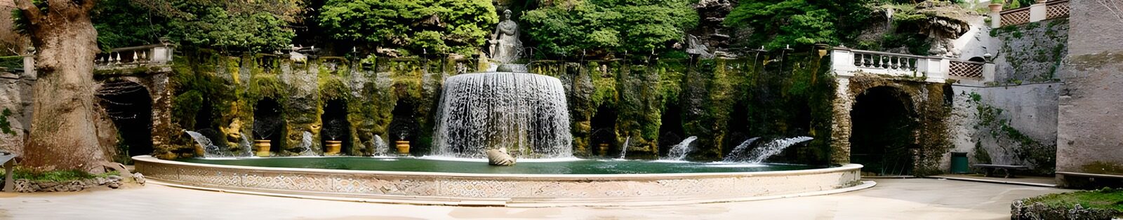 TPFR24473: Fontaine mystique dans un jardin