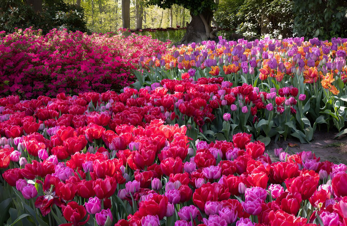 TPFR49567: Jardins de tulipes colorés au printemps