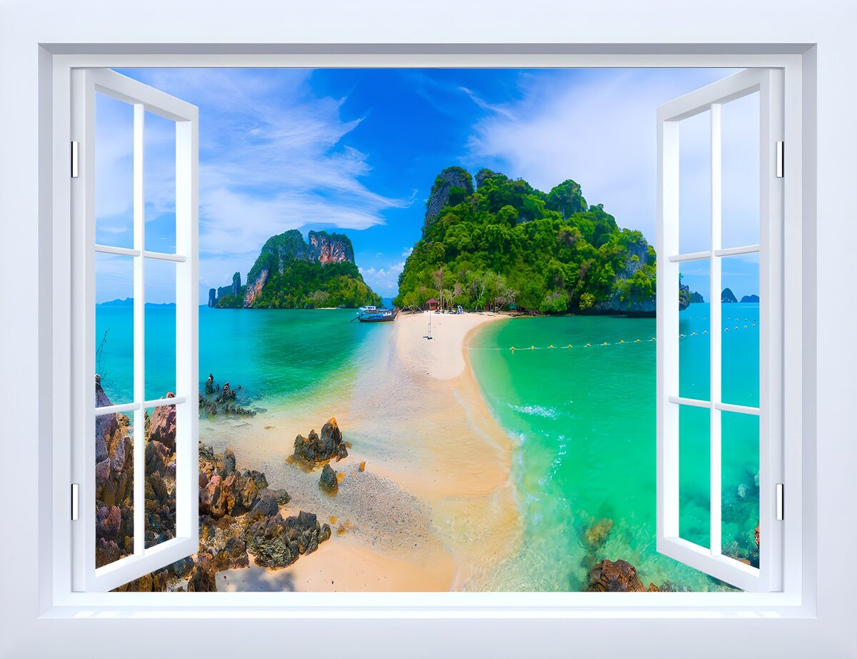 Vue paradisiaque depuis la fenêtre