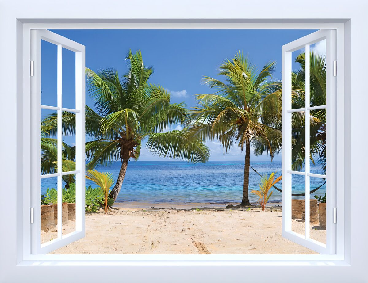 Vue tropicale depuis la fenêtre
