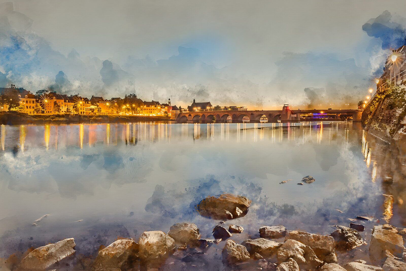 TPFR84160: Reflets nocturnes sur la rivière