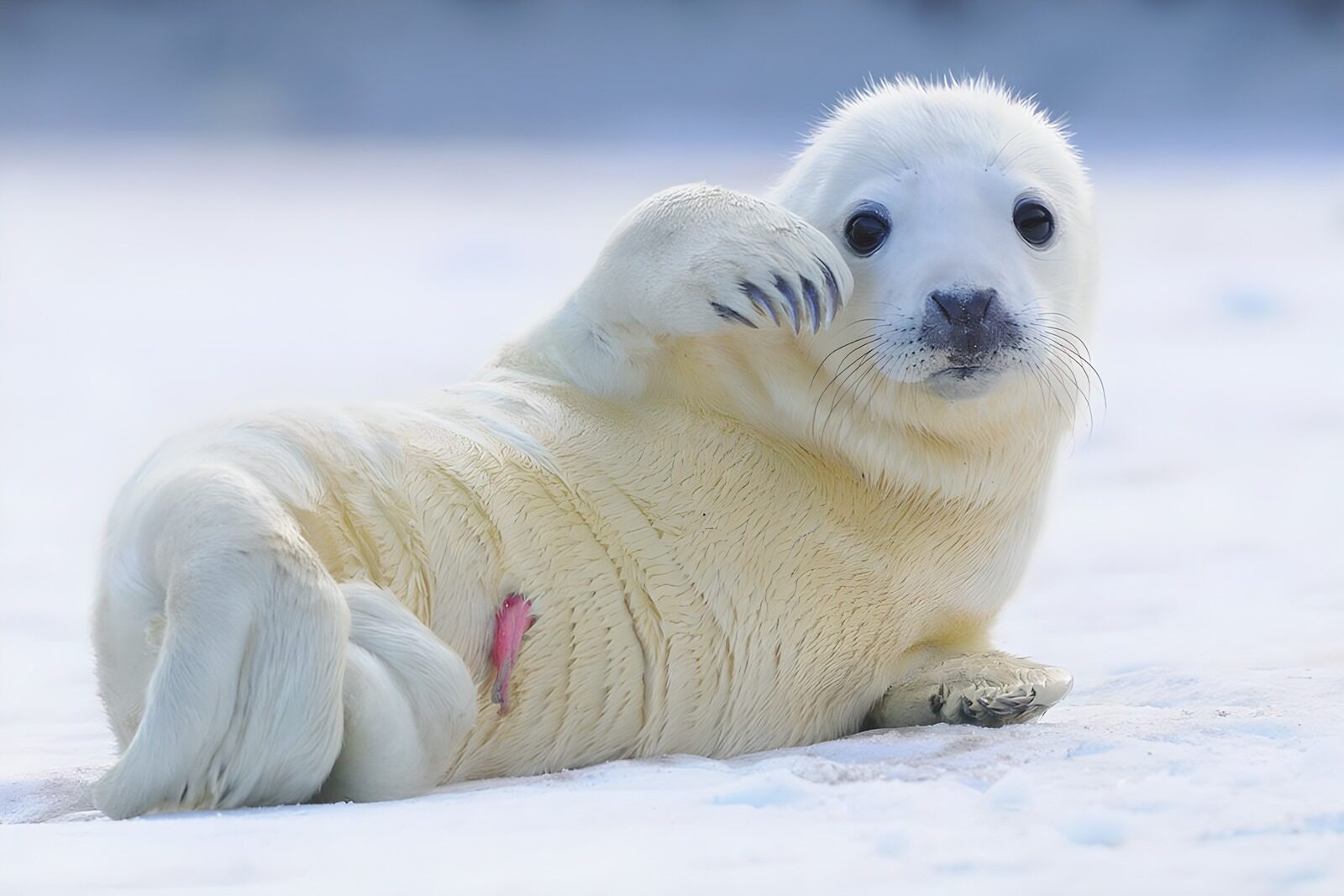 TPFR36555: Un bébé phoque jouant dans la neige