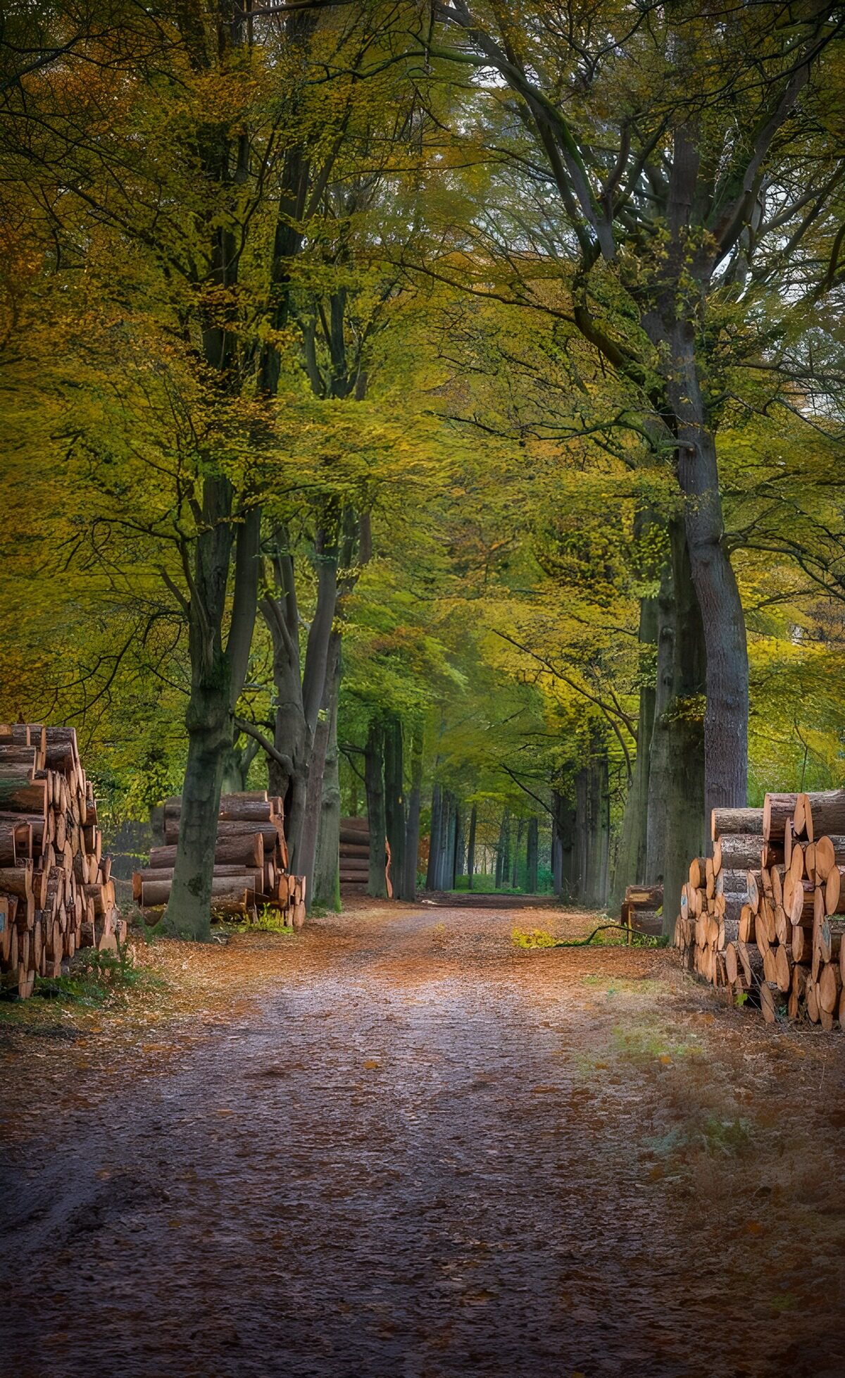 TPFR26770: Sentier boisé aux bûches empilées