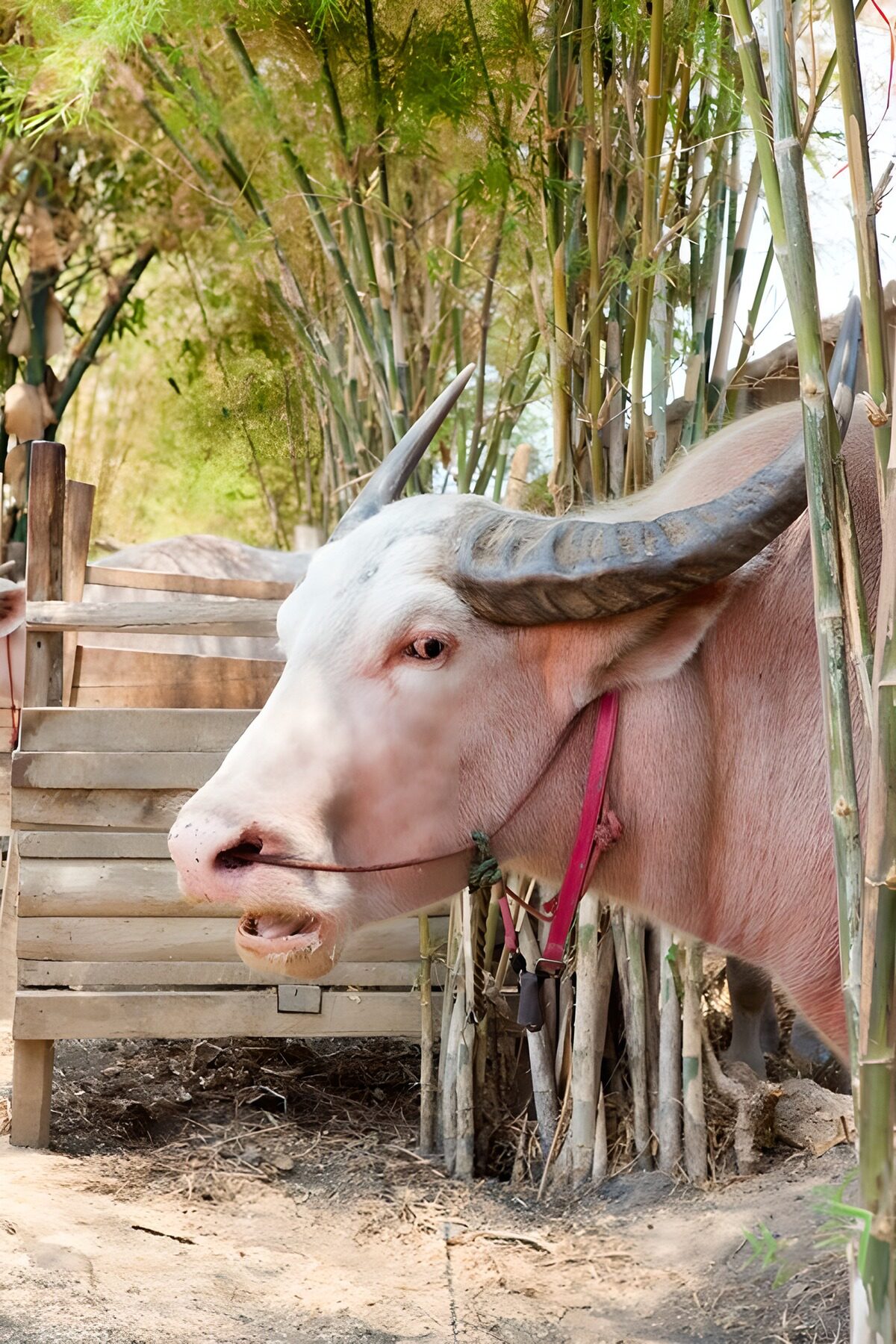 TPFR71332: Tête de buffle au milieu des bambous
