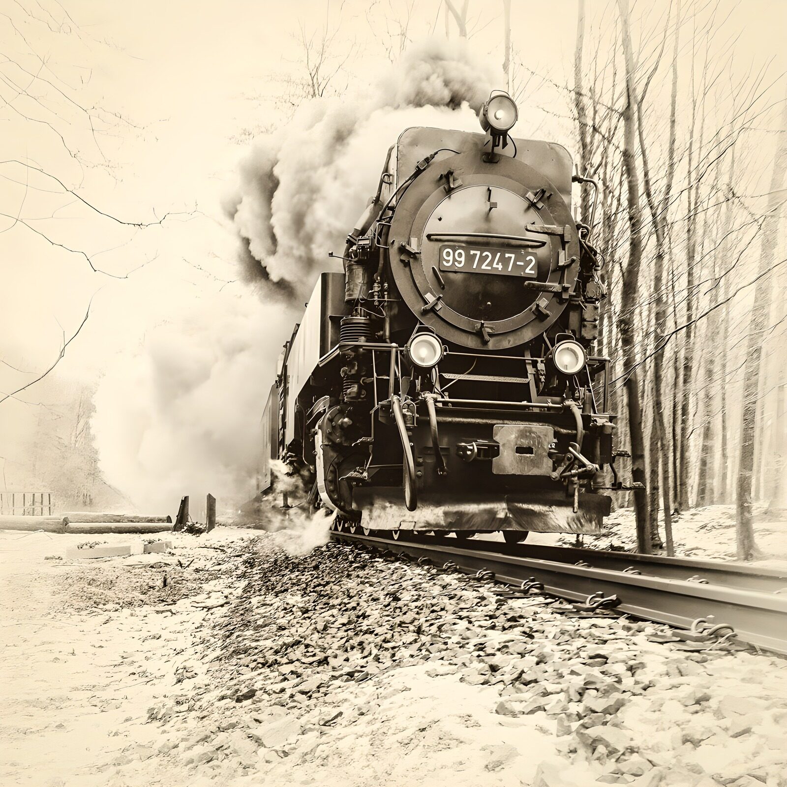 TPFR38641: Locomotive à vapeur dans les bois
