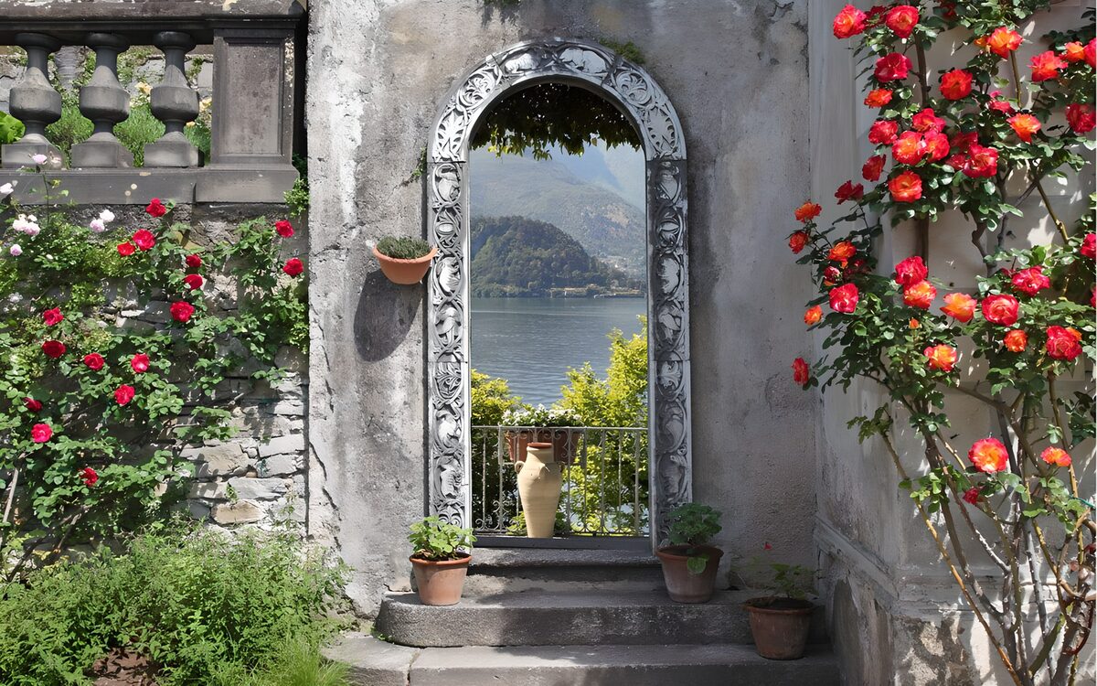 TPFR84183: Portail fleuri vers le lac