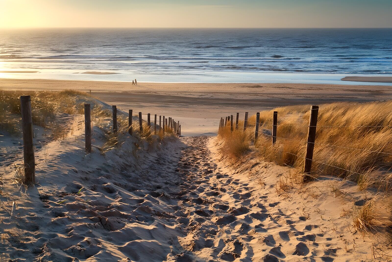 TPFR45895: Chemin vers la plage au coucher de soleil