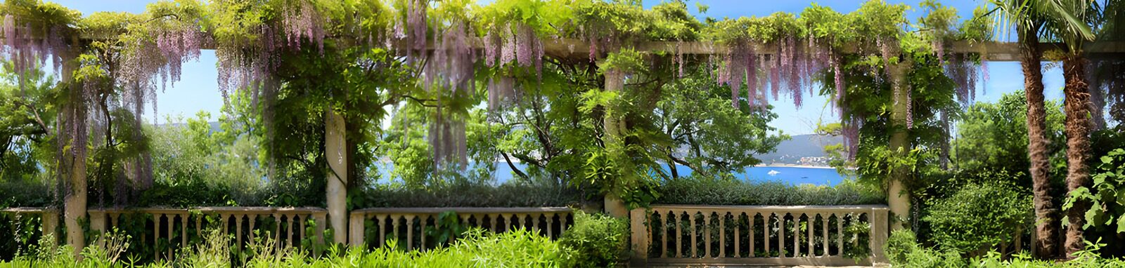 TPFR23015: Jardin en fleurs avec vue sur la mer