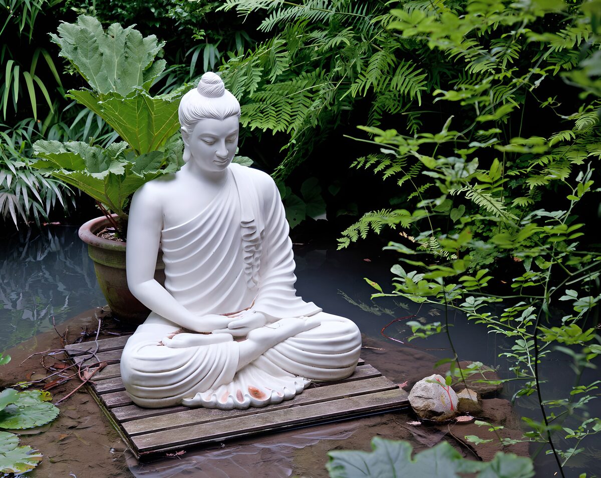 Statue de Bouddha dans un jardin paisible