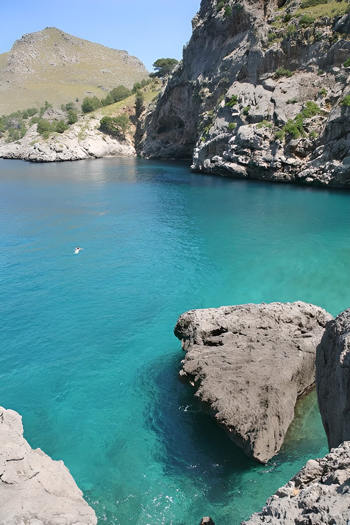 Rivière de montagne turquoise avec roches