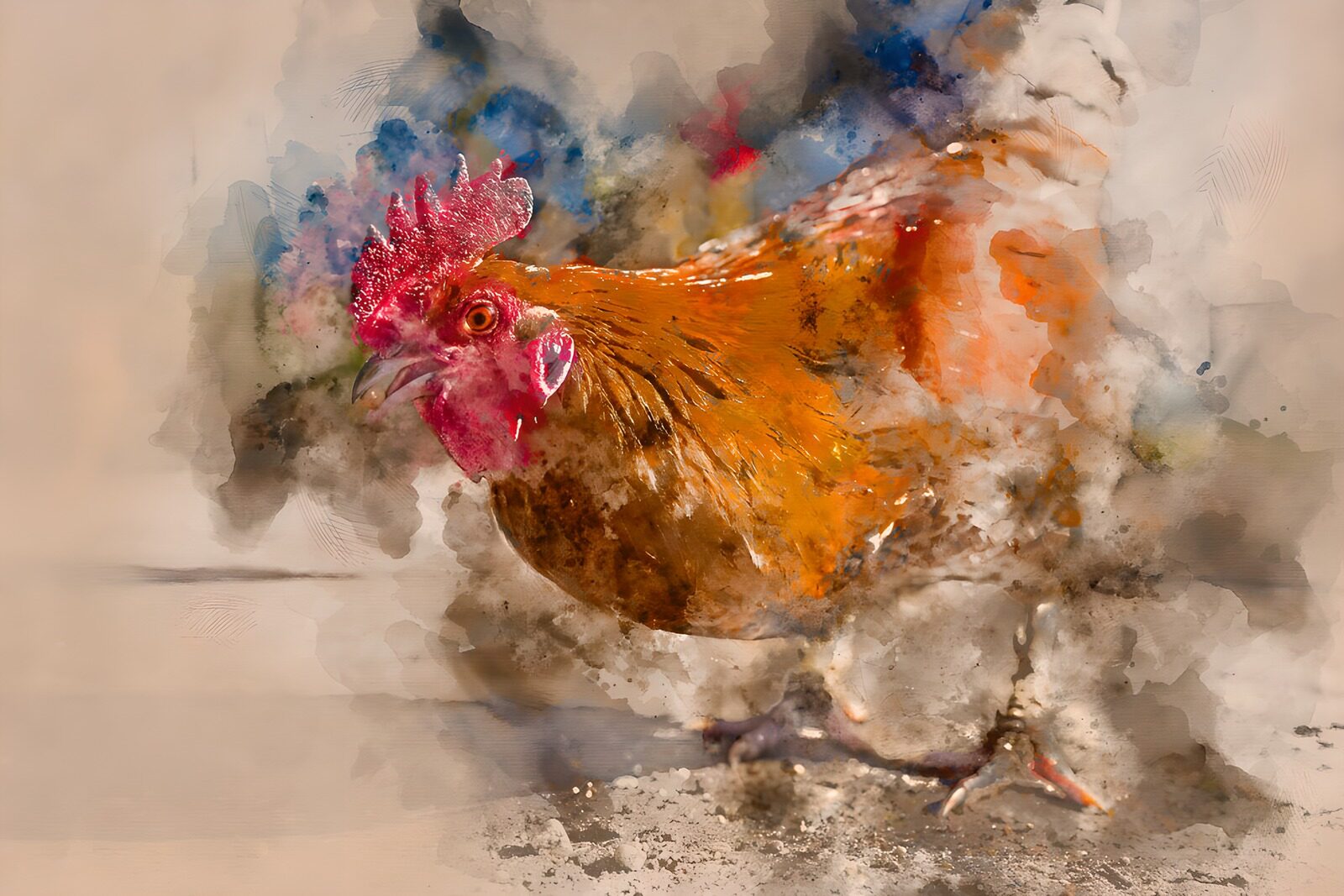 TPFR65093: Poule colorée dans un style artistique