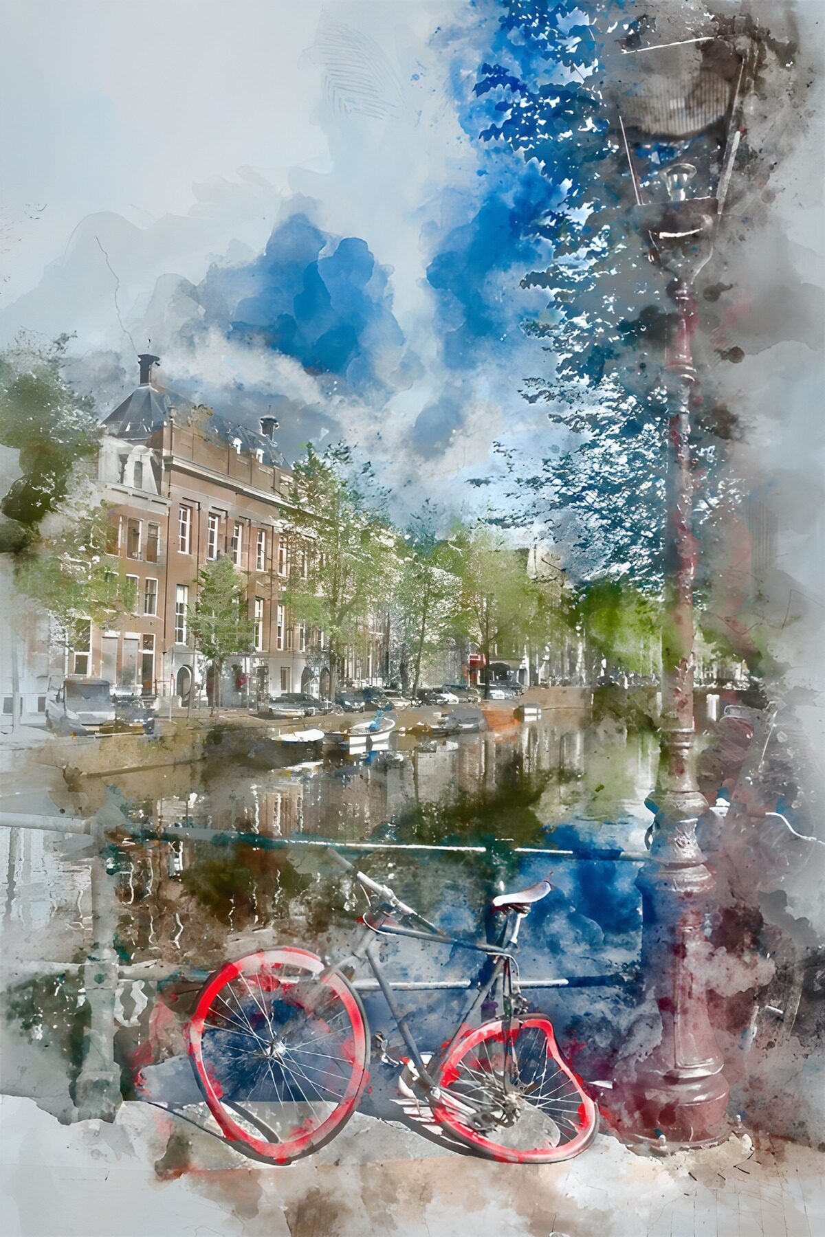 "Bicyclettes au bord du canal à Amsterdam"