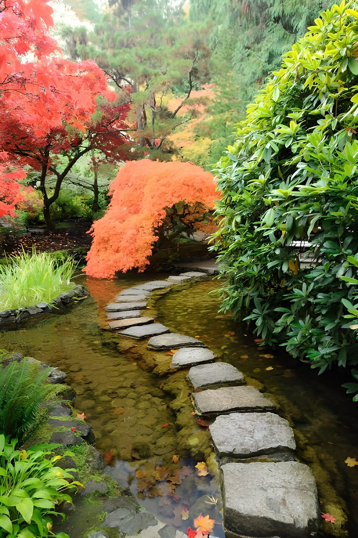 Jardin paisible aux couleurs d'automne