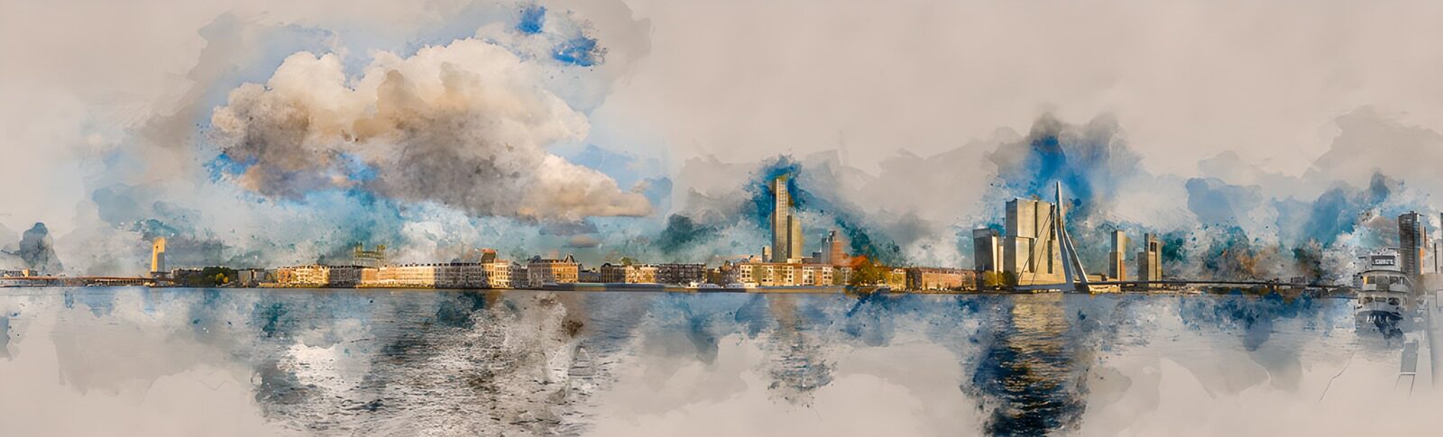 TPFR46678: Paysage urbain coloré au bord de l'eau