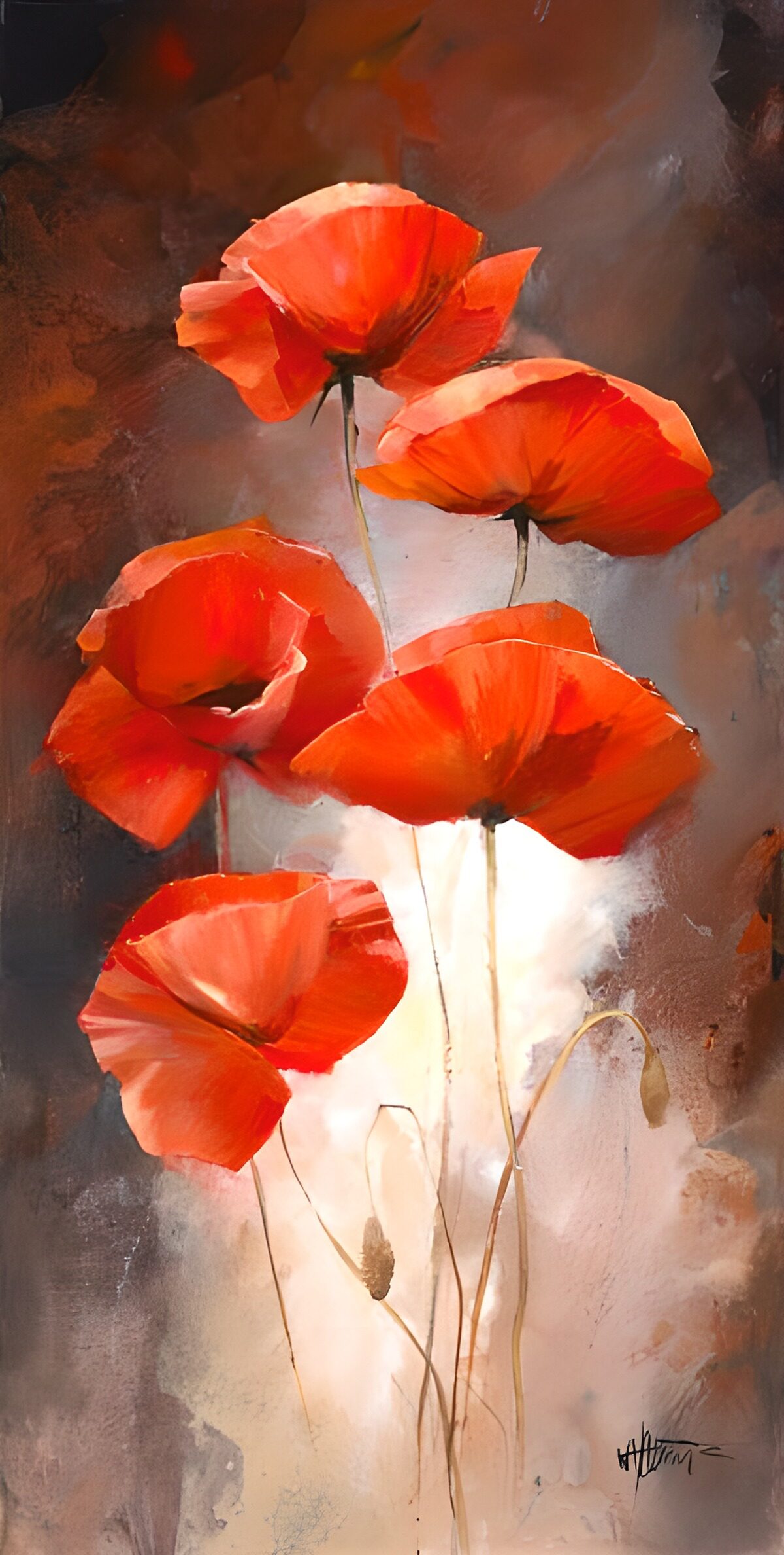 Peinture avec coquelicots