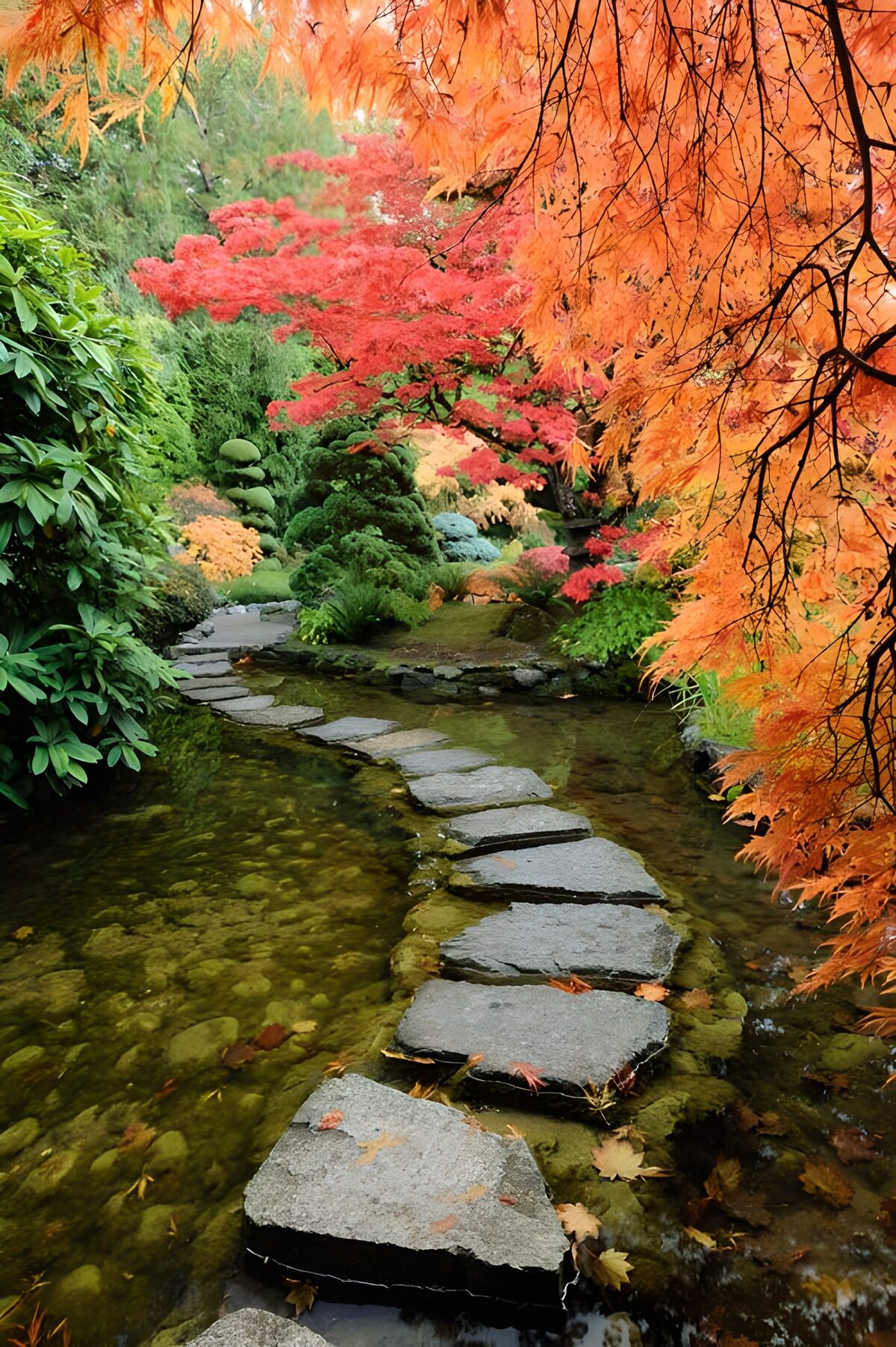 Jardin paisible aux couleurs d'automne