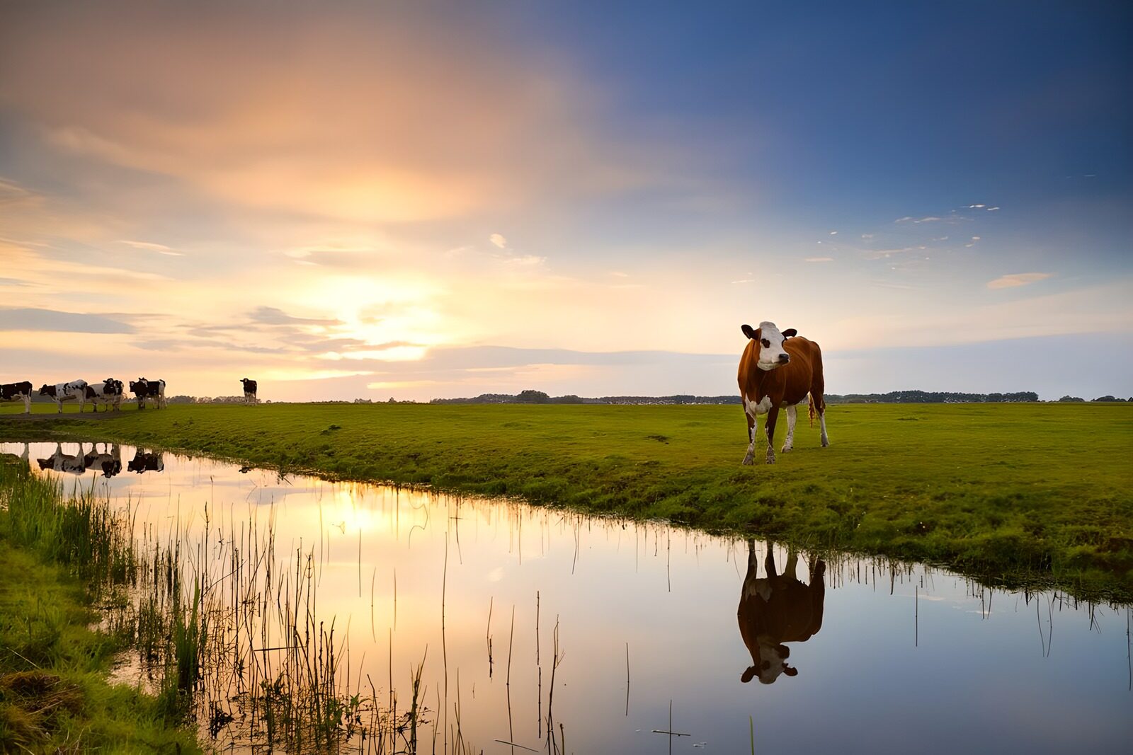 TPFR95280: Vaches au coucher de soleil