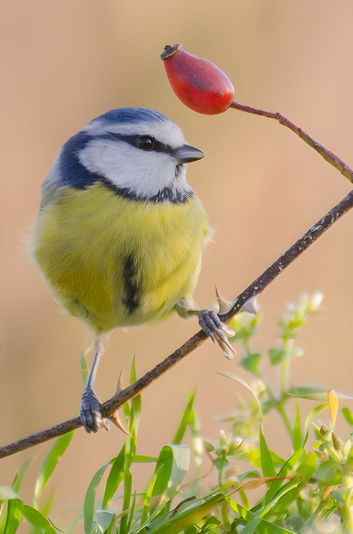 Mésange bleue sur une branche