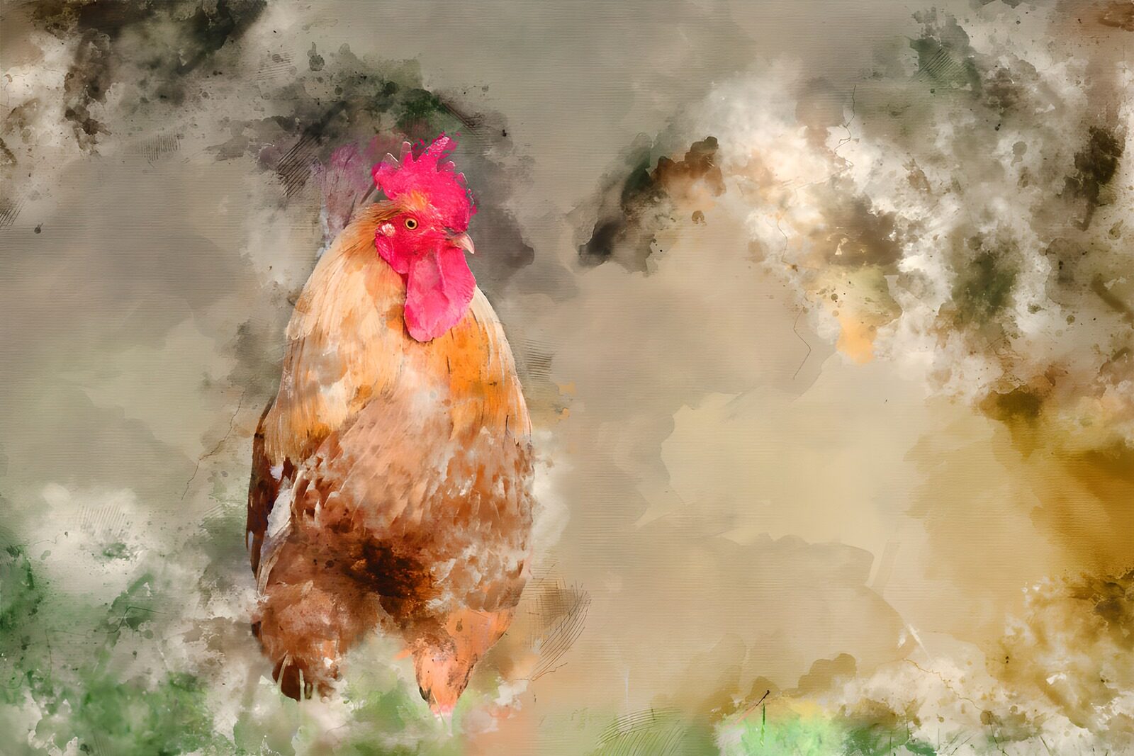 TPFR93728: Coq majestueux dans un décor artistique
