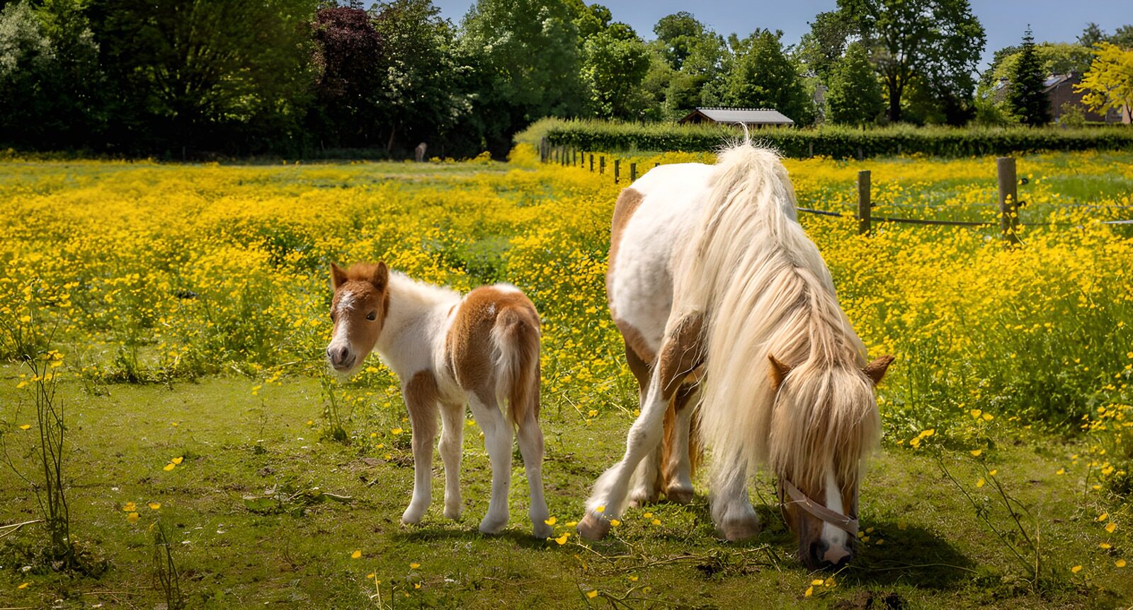 TPFR38767: Poneys dans un pré fleuri