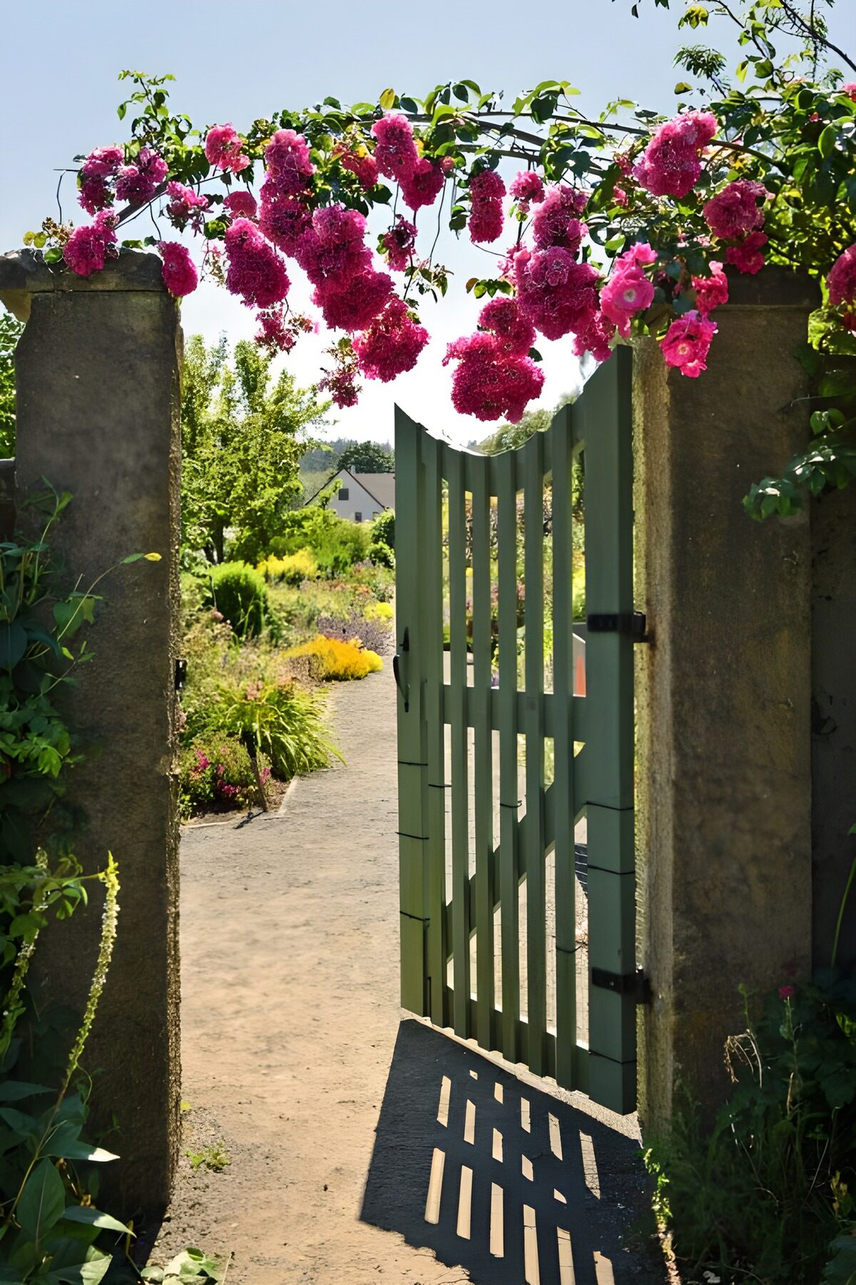 Porte florale ensoleillée
