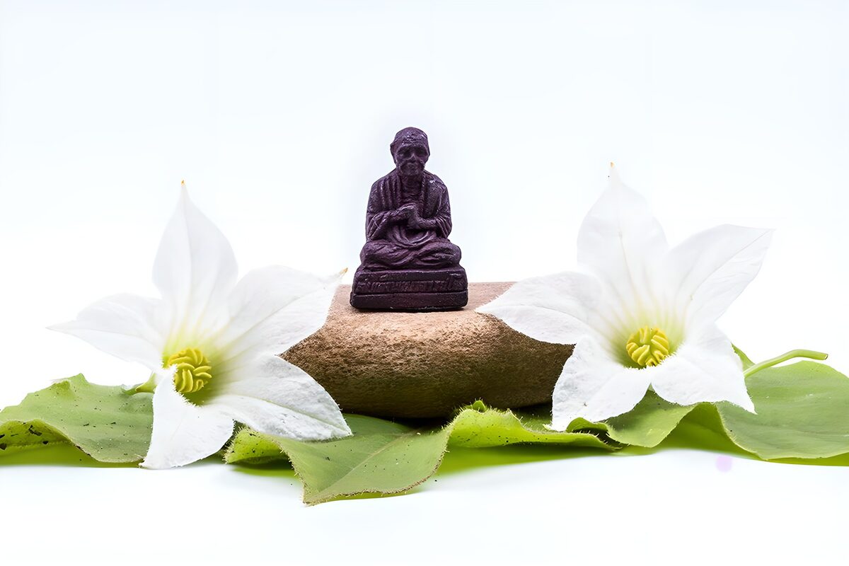 TPFR92469: Statue de méditation sur un rocher