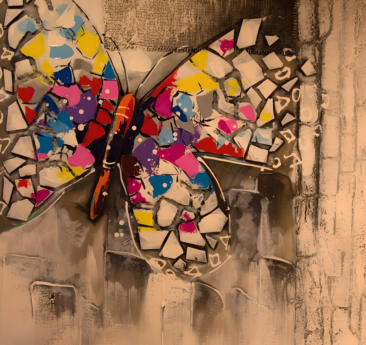 TPFR50326: Papillon coloré sur fond urbain