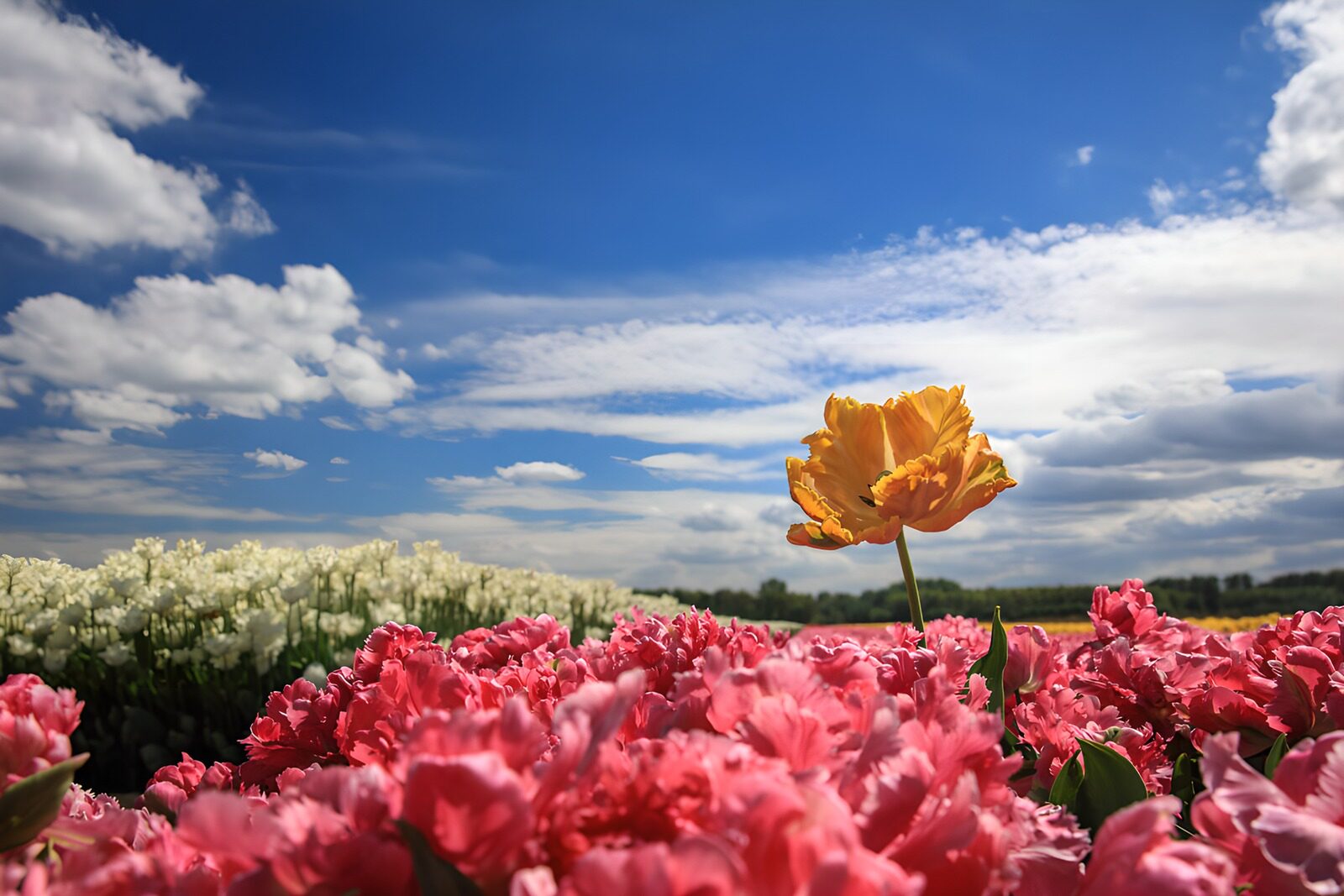 TPFR46279: Fleurs de tulipes sous un ciel bleu