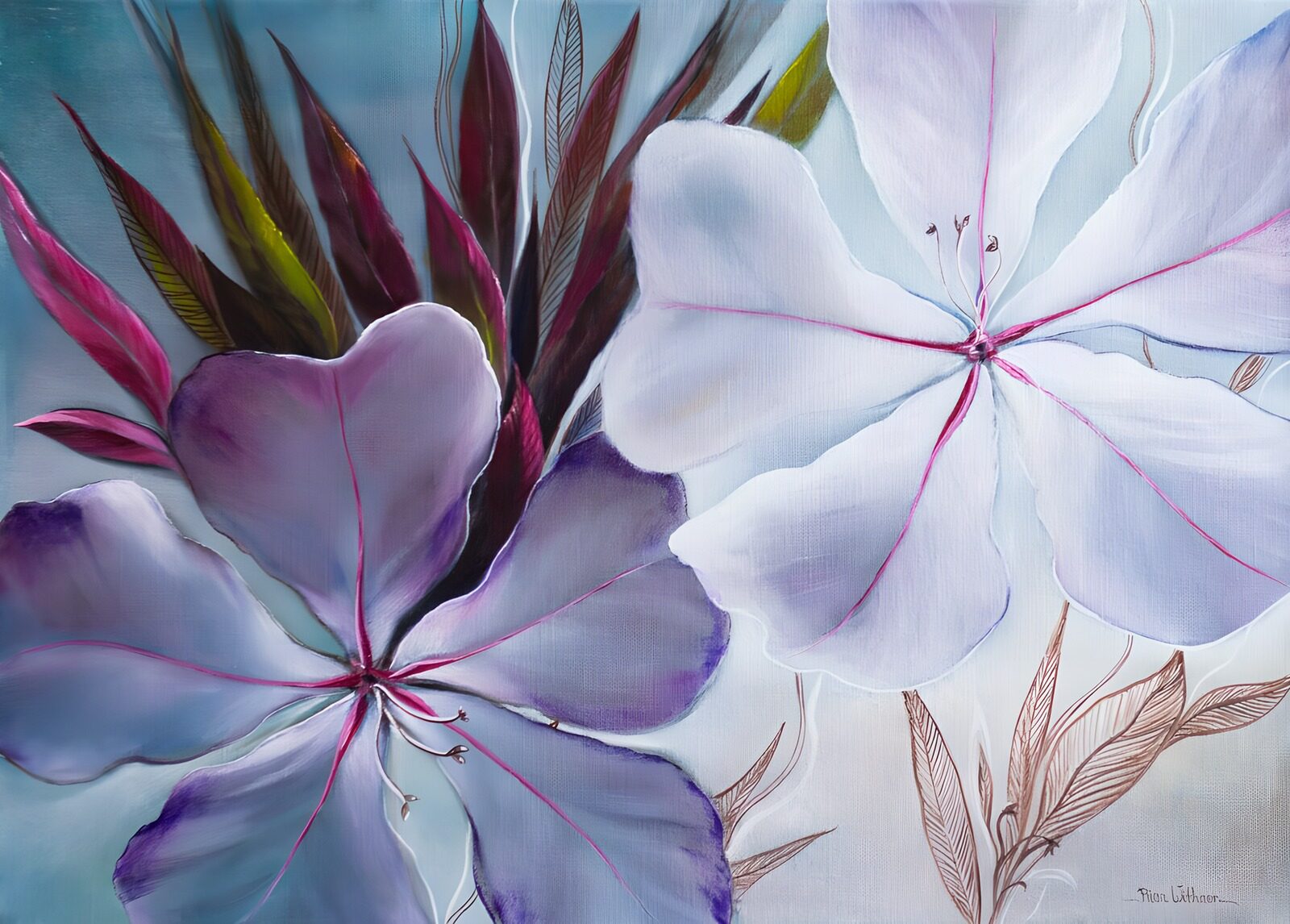 TPFR30791: Fleurs délicates sur fond apaisant