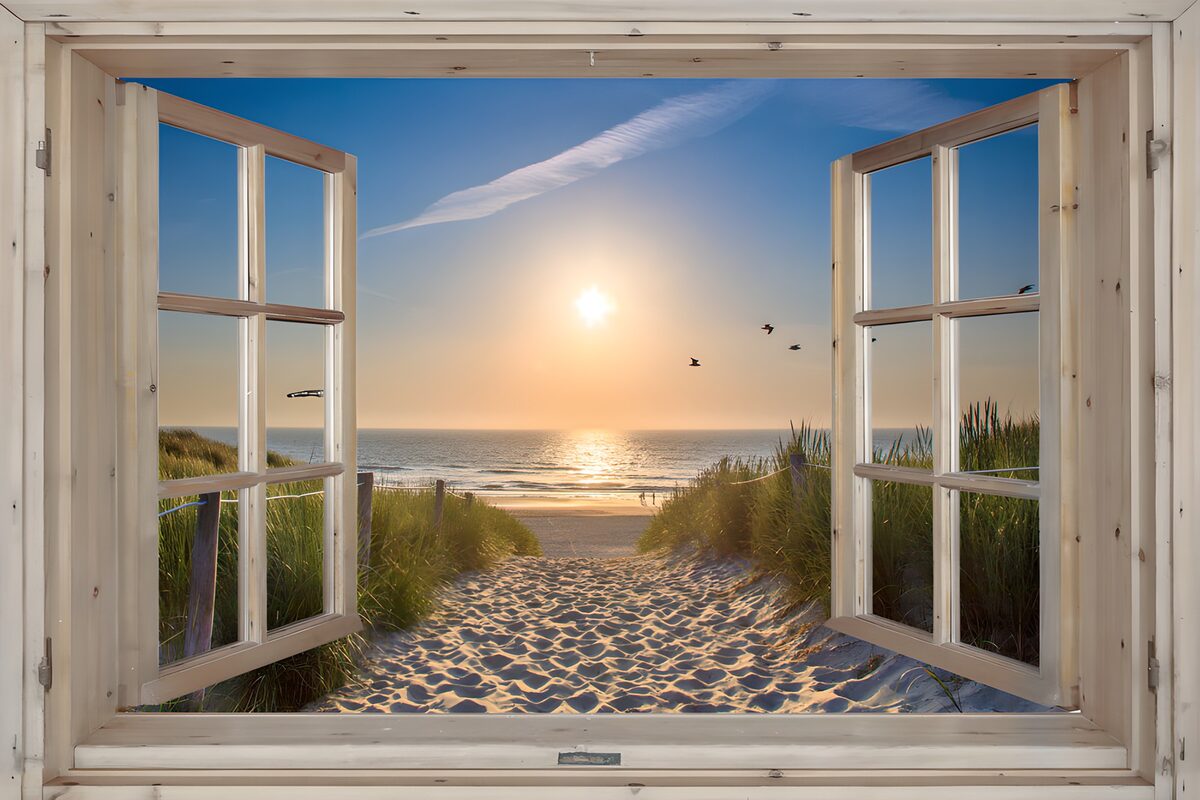 TPFR94831: Vue sur la plage au coucher de soleil