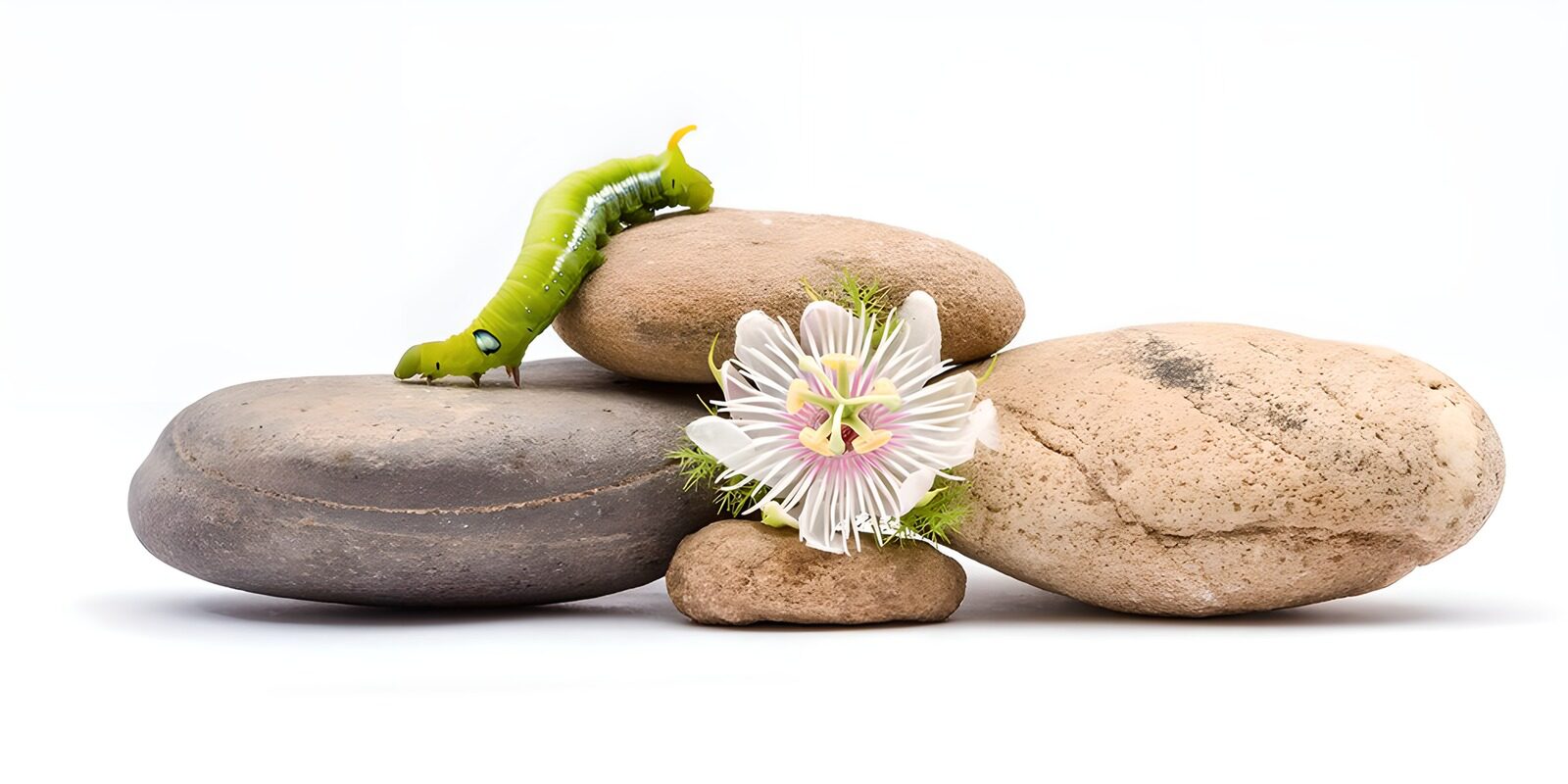 TPFR93808: Chenille sur pierres et fleur