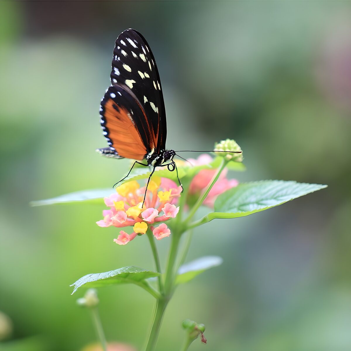 TPFR77934: Papillon coloré sur une fleur délicate