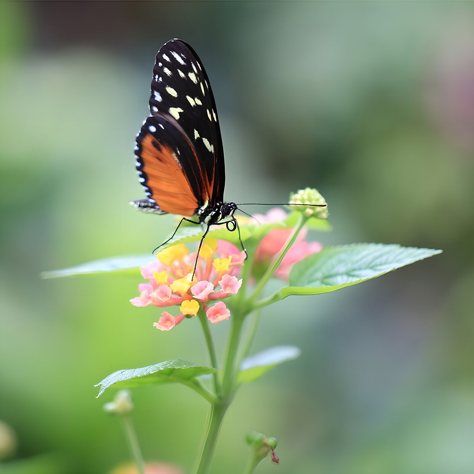 TPFR77934: Papillon coloré sur une fleur délicate