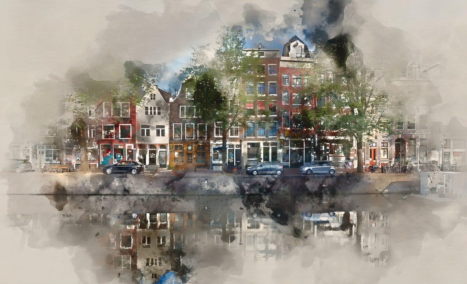 TPFR92497: Reflets des canaux d'Amsterdam