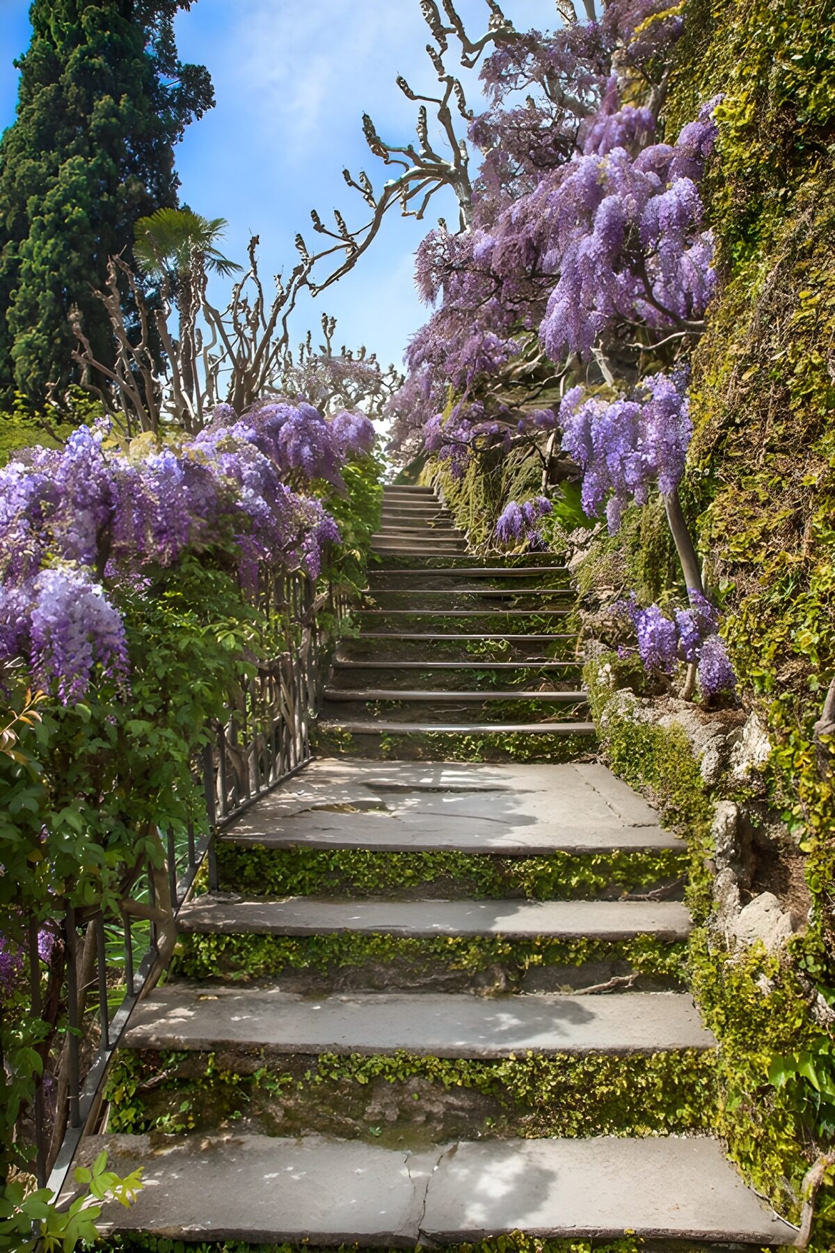 TPFR99173: Escaliers fleuris au bord des violettes