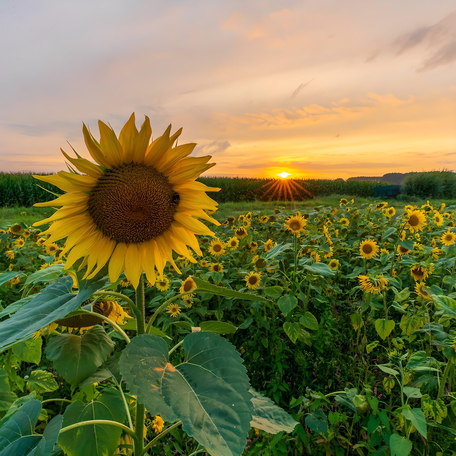 TPFR20355: Champs de tournesols au coucher de soleil