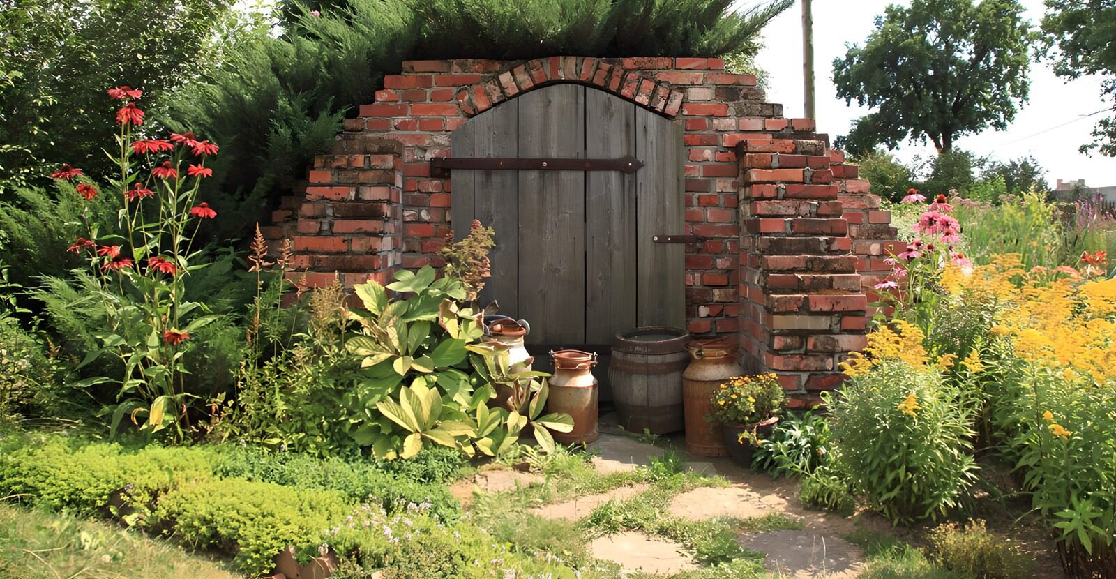 TPFR38769: Entrée d'un jardin fleuri et rustique