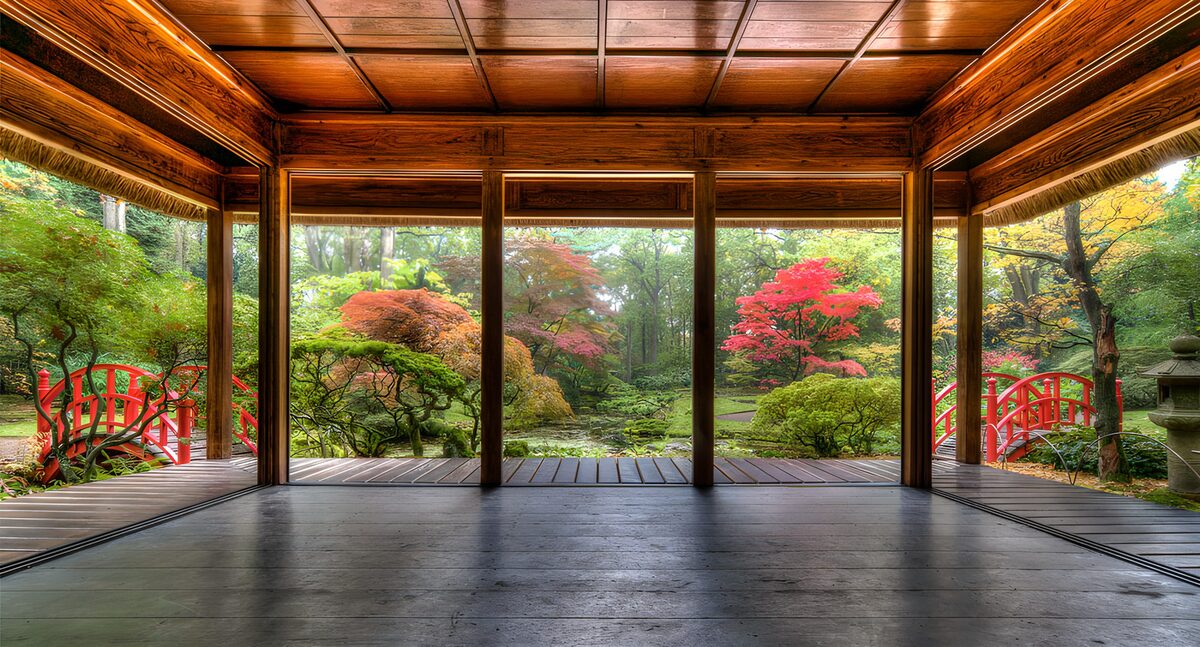 Paysage paisible d'automne dans un jardin