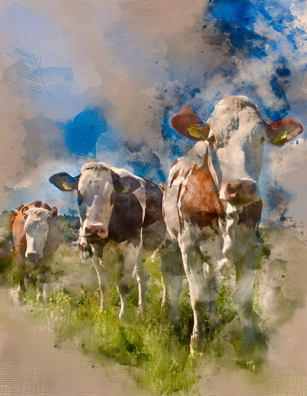Vaches dans un paysage rural