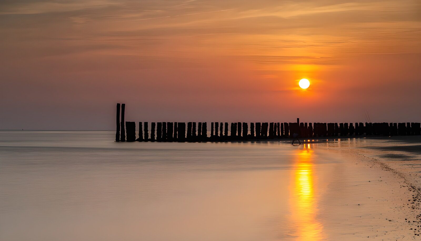 TPFR85312: Coucher de soleil sur la mer calme