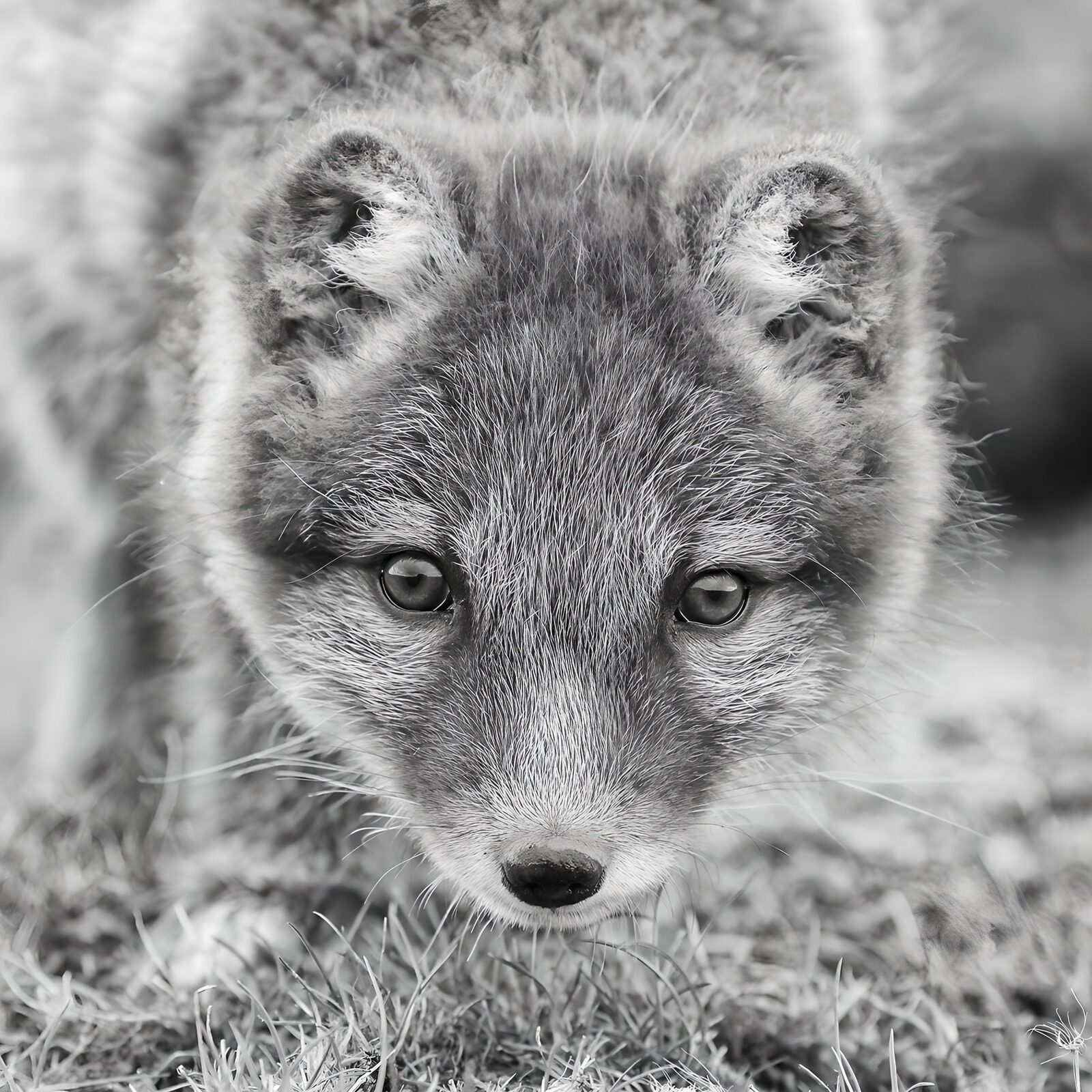TPFR86351: Renard arctique en noir et blanc