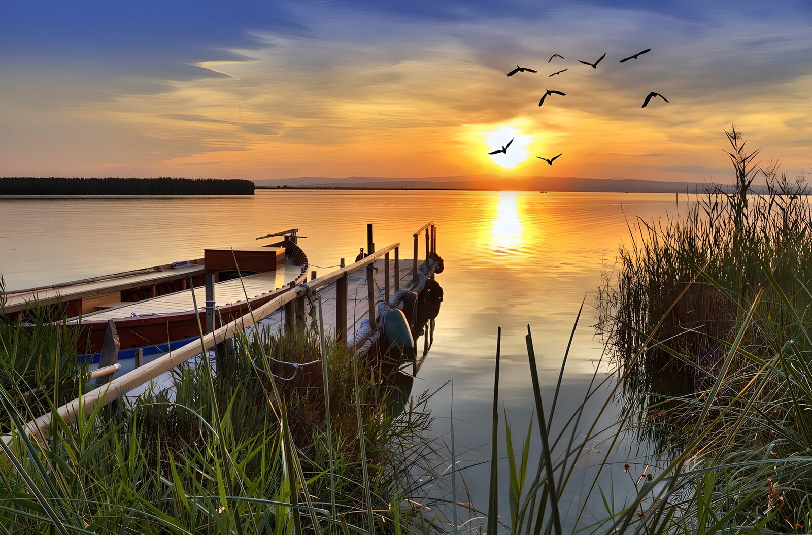 TPFR49909: Coucher de soleil paisible sur le lac