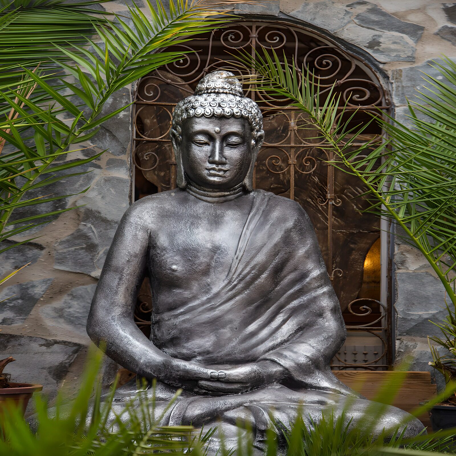 TPFR74368: Statue de Bouddha en métal