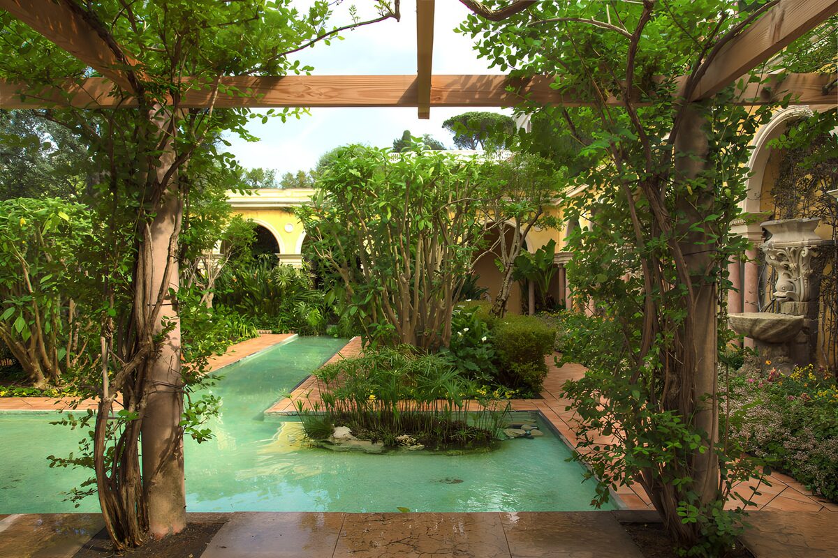 TPFR72343: Jardin paisible avec fontaine