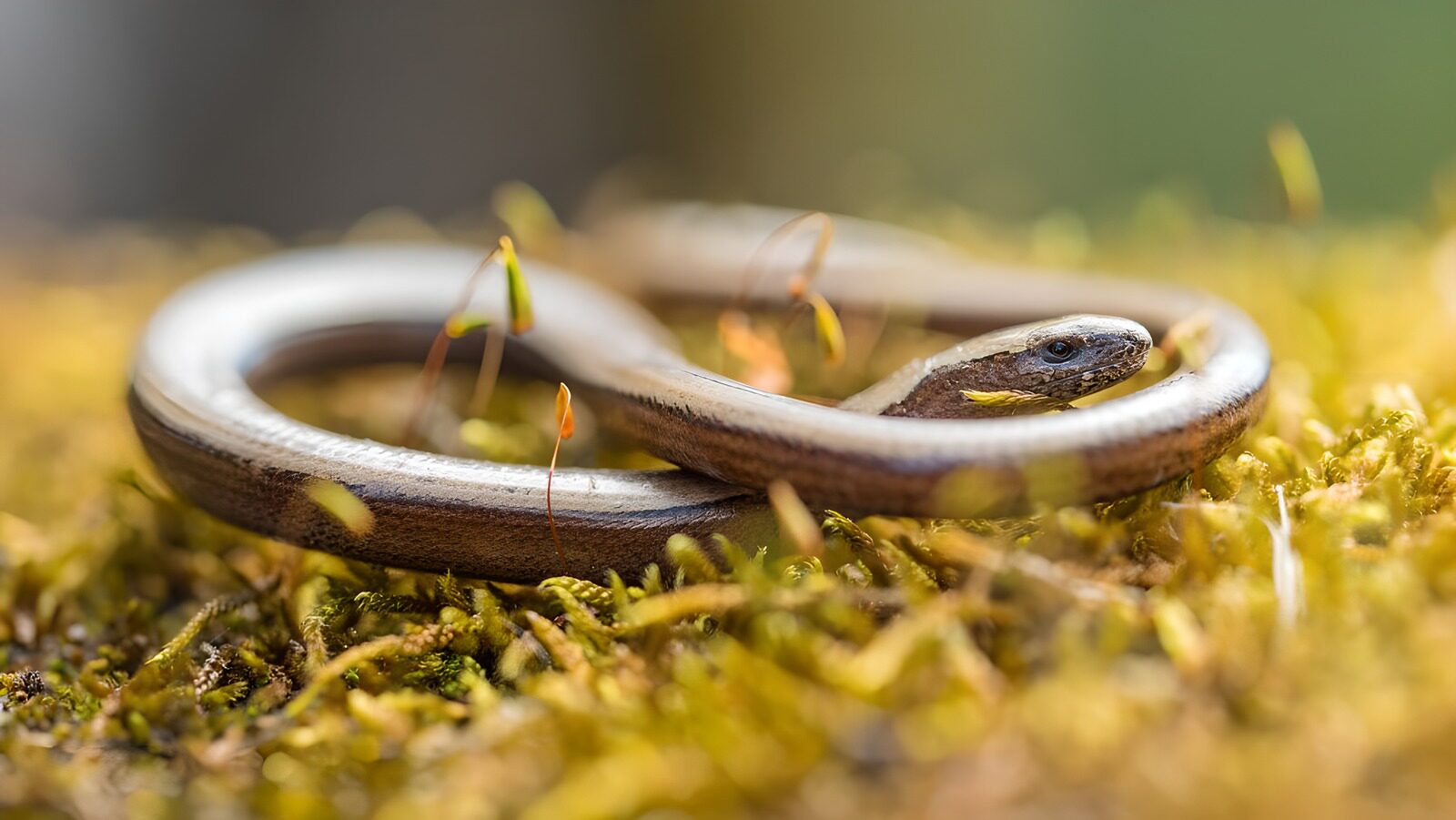 TPFR75660: Serpent discret sur la mousse verte