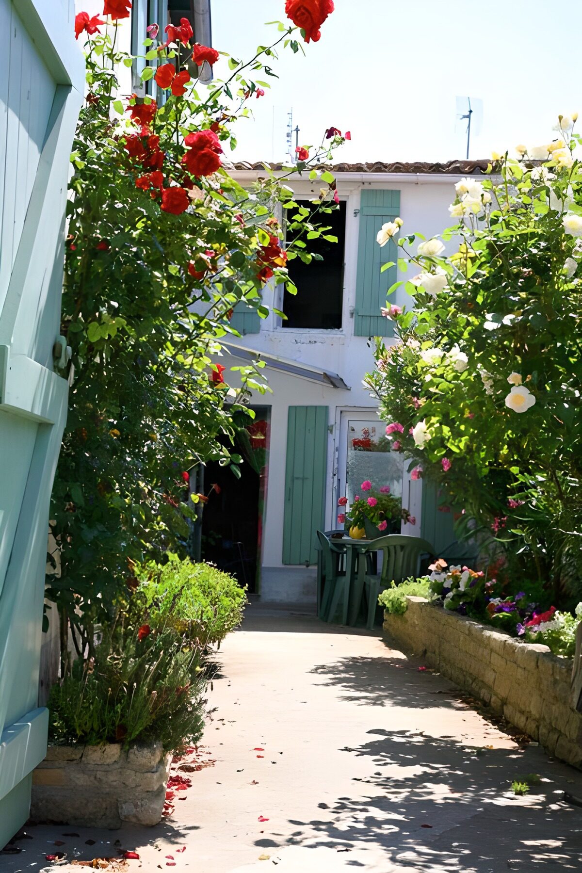 TPFR65579: Entrée d'une maison avec balcon et fleurs 1
