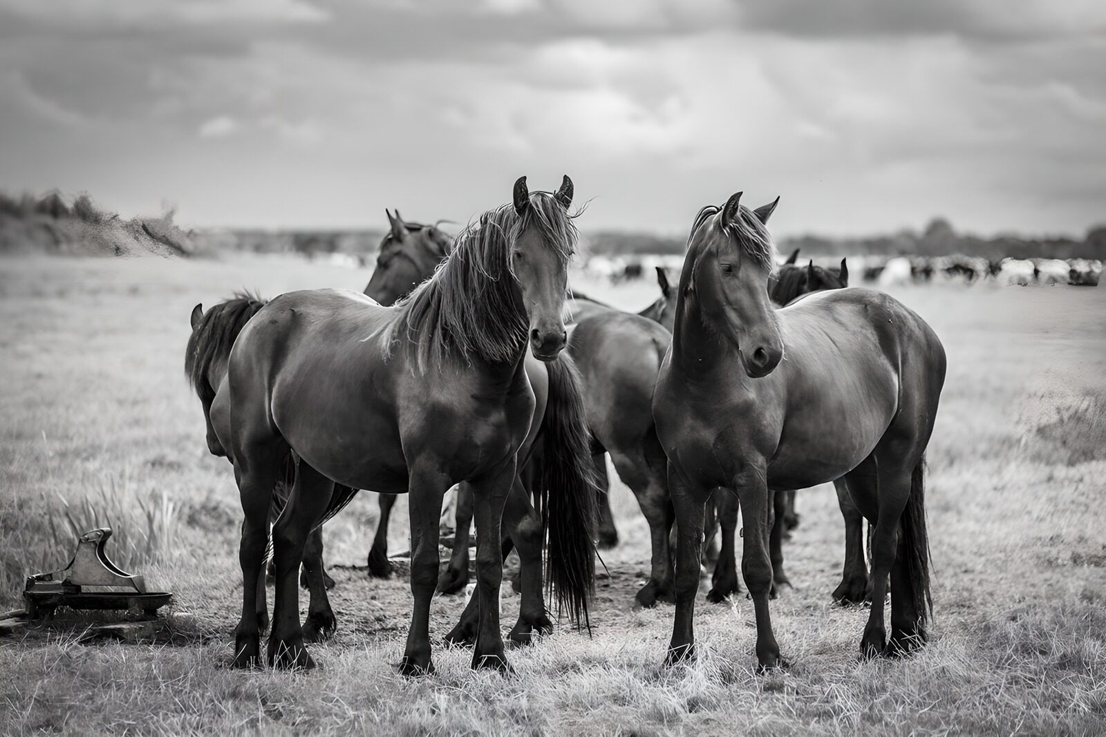 TPFR38782: Chevaux noirs dans le pré éternel