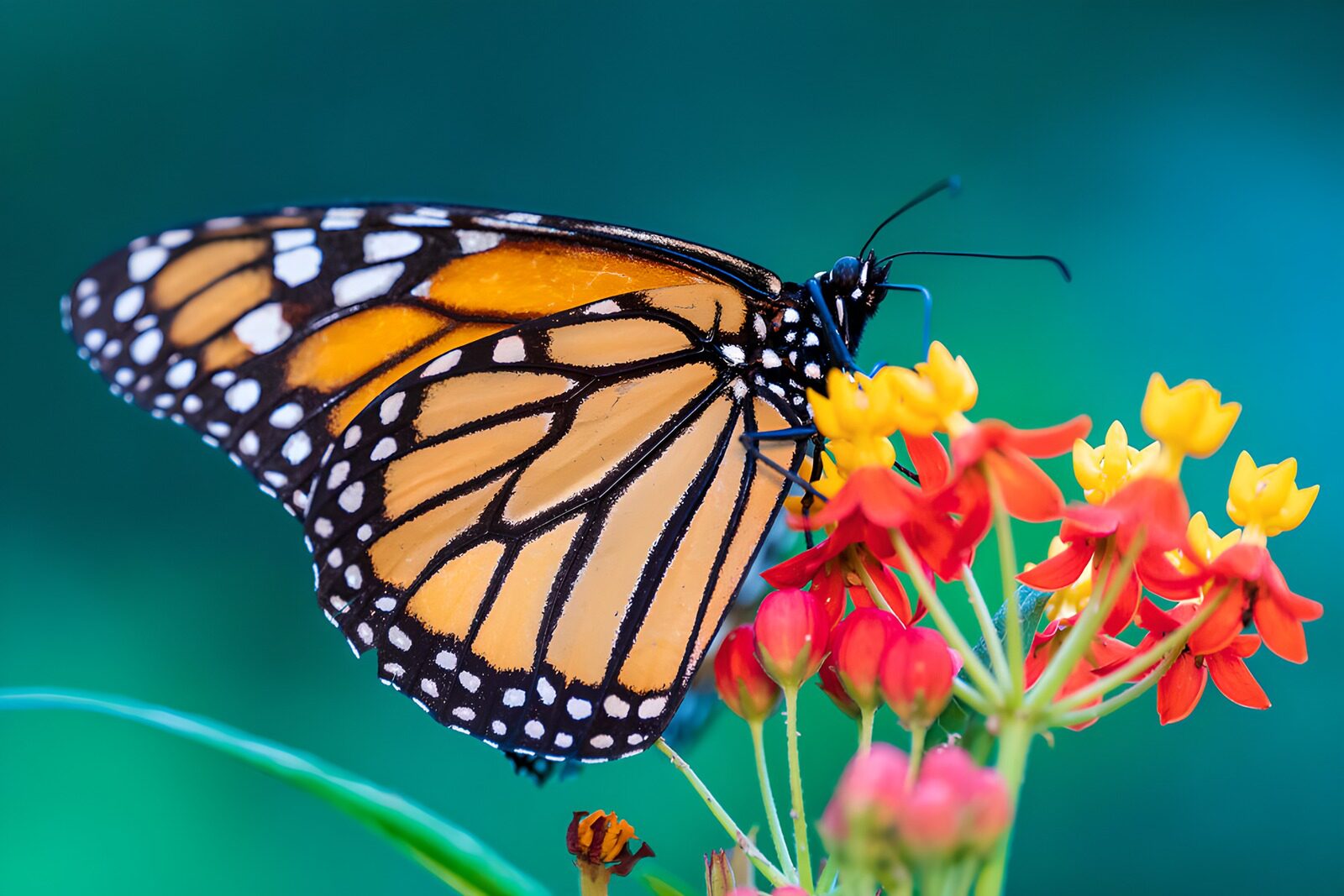 TPFR54298: Papillon monarque sur une fleur éclatante